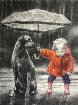 Œuvre contemporaine nommée « DOUBLE PROTECTION », Réalisée par JACQUES TAFFOREAU