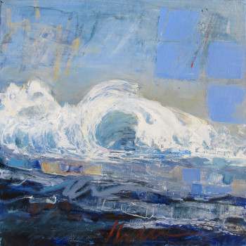 Œuvre contemporaine nommée « La vague bleue 1 », Réalisée par CARINE DEWAVRIN