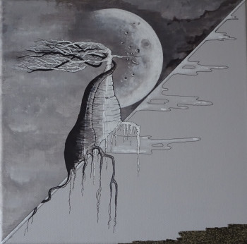 Œuvre contemporaine nommée « Enlacés sous la lune  », Réalisée par MILEG