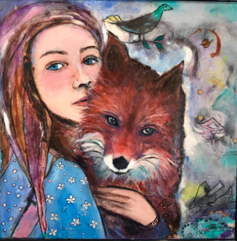 Œuvre contemporaine nommée « La fille et le renard », Réalisée par MARY LARSSON