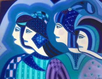Œuvre contemporaine nommée « Ladies in blue », Réalisée par JACQUELINE GROUT