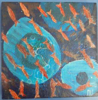 Œuvre contemporaine nommée « Biotopes marins-2 (2019) », Réalisée par FAHIMA BOUBIA... NU