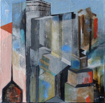 Œuvre contemporaine nommée « Ville cubiste », Réalisée par CATHERINE GUITTON