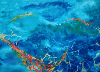 Œuvre contemporaine nommée « Sous les eaux turquoises  », Réalisée par VéBERT