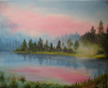 Œuvre contemporaine nommée « Soir d'été sur le lac. », Réalisée par JEHIN GéRARD