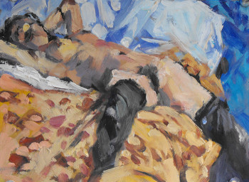 Œuvre contemporaine nommée « Nu - pochade sur carton », Réalisée par ARNOULD -