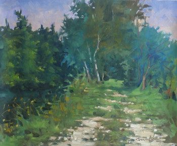 Œuvre contemporaine nommée « Au bord du canal à Flavigny (huile sur toile 46 x 38). », Réalisée par ARNOULD   -