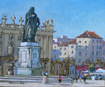 Œuvre contemporaine nommée « Ce matin place Stanislas (huile sur toile 61 x 50) », Réalisée par ARNOULD -