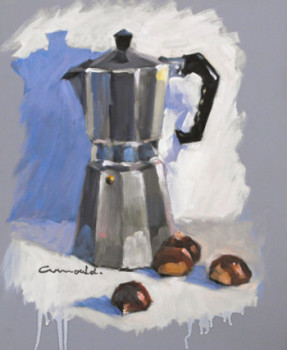 Œuvre contemporaine nommée « Cafetière  italienne et châtaignes », Réalisée par ARNOULD   -