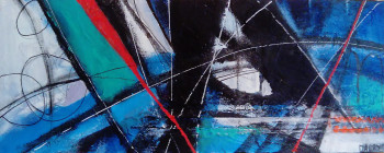 Œuvre contemporaine nommée « COMPOSITION BLEUE 2 1 », Réalisée par MIREILLE MAURY
