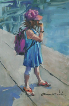 Œuvre contemporaine nommée « Liza ma petite fille (huile sur papier 33 x 24) », Réalisée par ARNOULD -