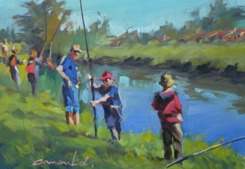 Œuvre contemporaine nommée « Partie de pêche (vendu) », Réalisée par ARNOULD -