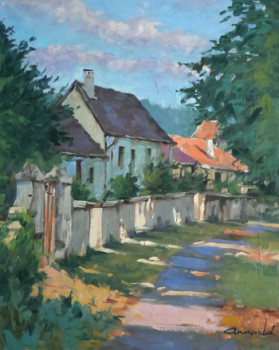 Œuvre contemporaine nommée « Dans Flavigny ce matin (huile sur toile 61 x 50). VENDU », Réalisée par ARNOULD -