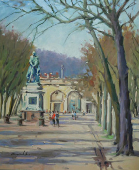 Œuvre contemporaine nommée « Place Carnot à Nancy (huile sur toile 65 x 54) », Réalisée par ARNOULD -