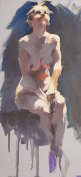 Œuvre contemporaine nommée « Nu dans la lumière (15 x 35) Vendu », Réalisée par ARNOULD -