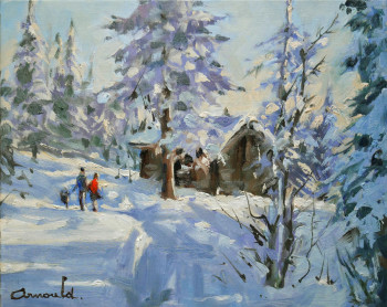 Œuvre contemporaine nommée « Neige (huile sur toile 46 x 33) », Réalisée par ARNOULD -