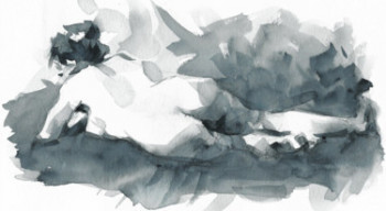 Œuvre contemporaine nommée « Aquarelle monochrome  Payne' sgray   24 x19 2 », Réalisée par ARNOULD   -