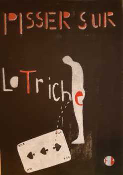 Œuvre contemporaine nommée « Pisser sur la triche, 3 de pique », Réalisée par FAHIMA BOUBIA...  NU