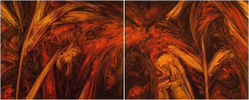 Œuvre contemporaine nommée « Apalisor 18 diptyque - 1990 (130x324) », Réalisée par JACQUES DEFFONTAINE