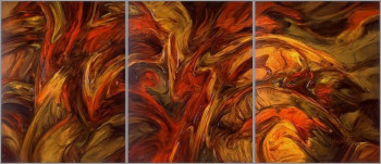 Œuvre contemporaine nommée « La colère de l'Archange - 1992 (116x267) », Réalisée par JACQUES DEFFONTAINE