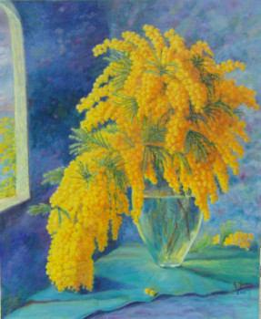Œuvre contemporaine nommée « Panache et cascade de mimosa », Réalisée par AMALIA MEREU