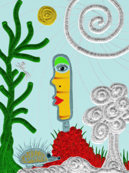 Œuvre contemporaine nommée « Moaï », Réalisée par CATHERINE ANGELKOLOR