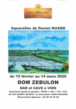 Œuvre contemporaine nommée « Aquarelles au "Dom Zébulon" (Bar à vins) », Réalisée par DANIEL HUARD
