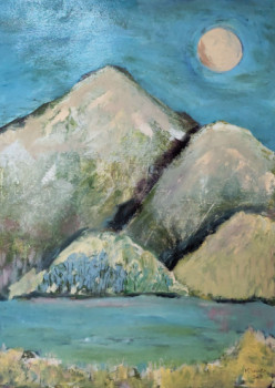 Œuvre contemporaine nommée « les montagnes bleues », Réalisée par MARYSE DAVETTE