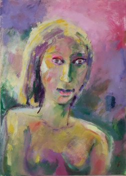 Œuvre contemporaine nommée « la femme jaune », Réalisée par MARYSE DAVETTE
