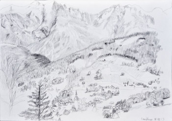 Œuvre contemporaine nommée « Mont Blanc vu de Combloux », Réalisée par BARTLET-DROUZY