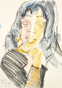 Œuvre contemporaine nommée « Portrait gouache 5 », Réalisée par SOPHIE PIGEON