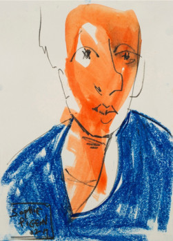 Œuvre contemporaine nommée « Portrait gouache 10 », Réalisée par SOPHIE PIGEON