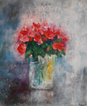 Œuvre contemporaine nommée « bouquet rouge 1 », Réalisée par MIREILLE MAURY