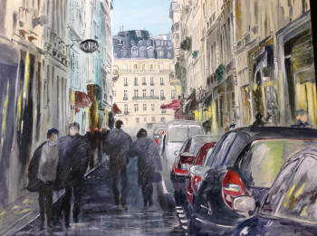 Œuvre contemporaine nommée « Une rue de Paris », Réalisée par HUGHES DE LA TAILLE