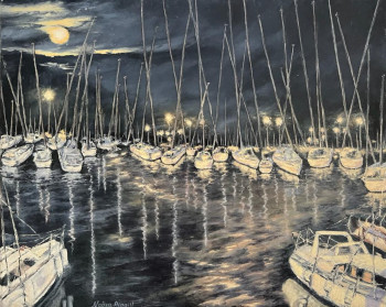 Œuvre contemporaine nommée « Fête sur le port de Saint Cyprien », Réalisée par NADYA RIGAILL