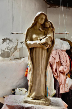 Œuvre contemporaine nommée « Vierge à l'enfant », Réalisée par PHILIPPE LE MONIES DE SAGAZAN