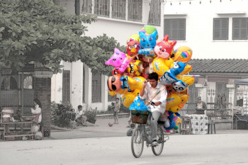 Œuvre contemporaine nommée « LE MARCHAND DE BALLONS », Réalisée par DAPSANSE