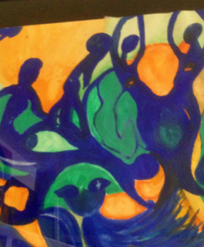 Œuvre contemporaine nommée « Algues bleues », Réalisée par KARINA LECESNE