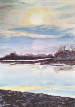 Œuvre contemporaine nommée « Bord de Loire soleil couchant », Réalisée par BARTLET-DROUZY
