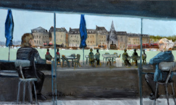 Œuvre contemporaine nommée « en terrasse!!!!..Honfleur », Réalisée par CORINNE QUIBEL