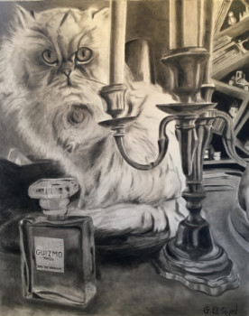 Œuvre contemporaine nommée « Le chat et le chandelier », Réalisée par GWENAELLE EL SAYED