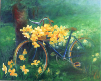 Œuvre contemporaine nommée « La bicyclette bleue », Réalisée par MARTINEC