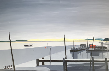 Œuvre contemporaine nommée « N° 331, Ponton au  Mimbeau, cap ferret », Réalisée par JEAN CALMON