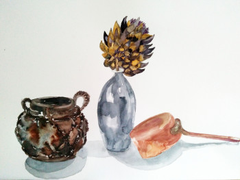 Œuvre contemporaine nommée « Nature morte à la fleur d'artichaud », Réalisée par BARTLET-DROUZY