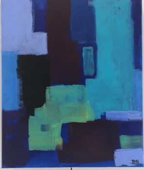 Œuvre contemporaine nommée « Bleu Vert », Réalisée par BRU