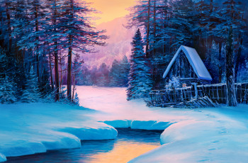 Œuvre contemporaine nommée « Cabane dans la neige », Réalisée par ART ACTIF