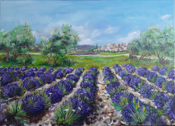 Œuvre contemporaine nommée « Champ de lavande en Provence », Réalisée par ALEKSANDRA