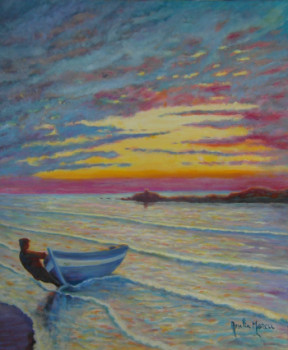 Œuvre contemporaine nommée « coucher de soleil avant l'orage », Réalisée par AMALIA MEREU