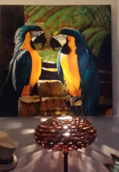 Œuvre contemporaine nommée « Couple de perroquets », Réalisée par BRIGITTE  PONS