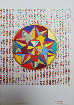 Œuvre contemporaine nommée « le cercle de couleurs », Réalisée par MICHEL ANGE